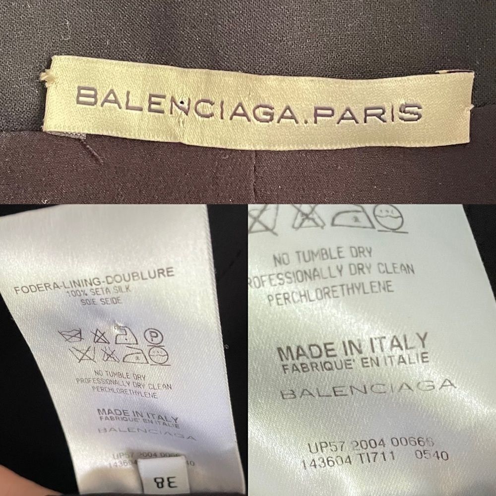 BALENCIAGA Paris Tailored Button Front Blazer Jacket Wool Silk Black 38 - Picture 8 of 10
